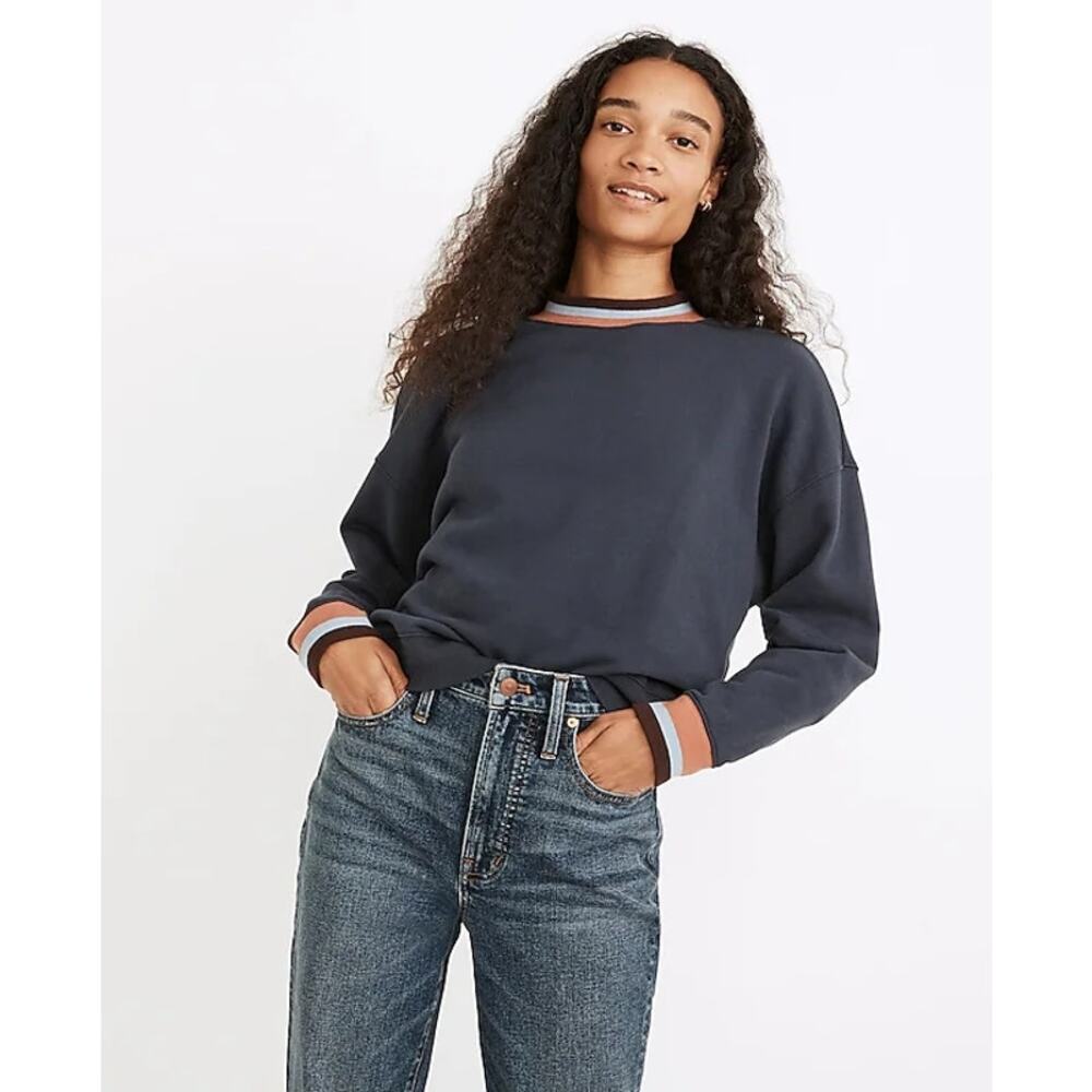 Madewell Resourced Cotton Studio Ringer Mock Neck Retro Sweatshirt